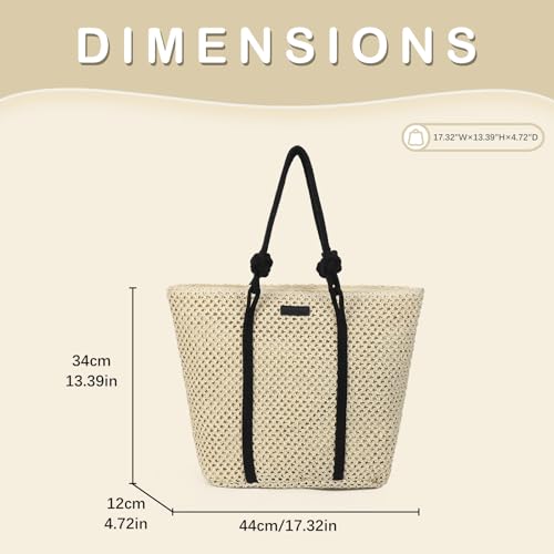 Image of Gladdon Straw Beach Bags for Women Woven Beach Tote Bag Casual Boho Large Shoulder Handbags for Vacation Holiday