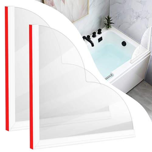 EVOULTES 2 Pack Large Shower Splash Guard Kit Upgrade 9.25 x 9.25 Bathtub Shower Water Splash Guards Self-Adhesive Shower Guards to Keep Water in Shower Shower Water Blocker from Splashing Out