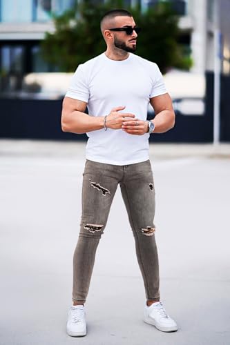 GINGTTO Mens Skinny Jeans Stretch Ripped Jeans Pants Men4