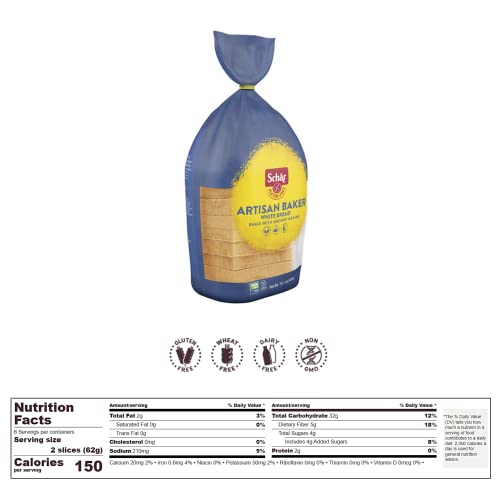 Schar - Artisan Baker White Bread - Certified Gluten Free - No Gmo's, Dairy Or Wheat - (14.01 Oz) 6 Pack #TOP1