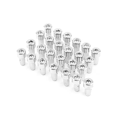 RTrhinoTuning 50pcs Wheel Rim Lip Rivets Nuts of 6.5mm/0.26in Hole Replacement Plastic Chrome Silver Rivets