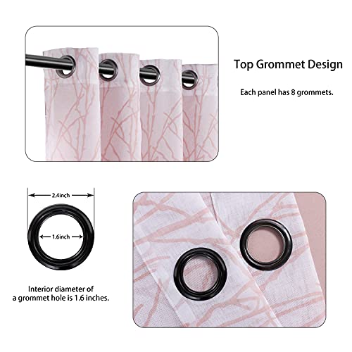 Bonzer Mix And Match Curtains - 2 Pieces Branch Print Sheer Curtains And 2 Pieces Blackout Curtains For Bedroom Living Room Grommet Window Drapes, 54X63 Inch/Panel, Blush, Set Of 4 Panels #TOP1