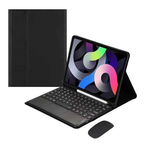 ZKAIAI Funda con Teclado para iPad Mini 6.ª Generación 8,3 Pulgadas 2021, Teclas Redondas, QWERTY Español Ñ Teclado Inalámbrico Bluetooth Desmontable con Trackpad, Ratón y Ranura para Lápiz, Negro