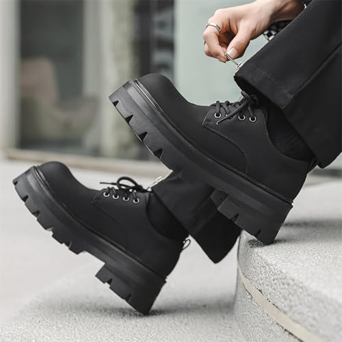 Men's Fashion Leather Platform Oxfords Classic Round Toe Non Slip Lug Sole Derby Shoes Comfort Business Work Office Dress Shoes4