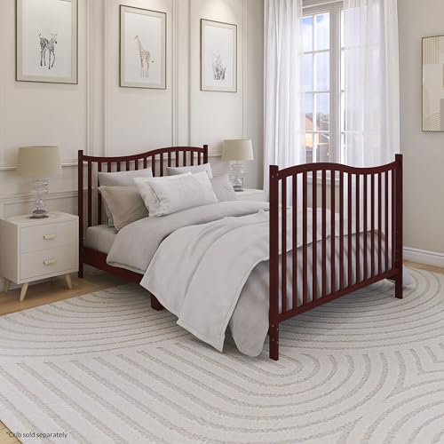 Image of Dream On Me Universal Crib to Full Size Bed Conversion Kit, Solid Wood Bed Rails for Select Convertible Cribs, Strong & Stable Support, Cherry