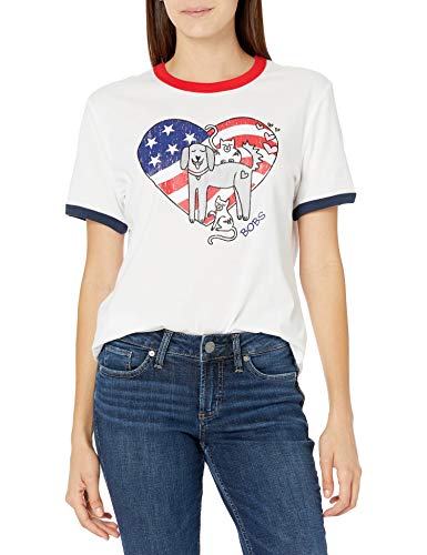 Skechers Women's T Shirt, White Flag Heart, XXL
