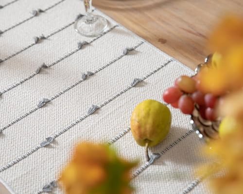 Image of Premium Boho Cotton Table Runner for 4 6 Seater Dining Table |Center Table |Coffee Table|Dining Table|Eating Area|Table Decor(14*72 INCHES)| Grey DH|SZPR 036