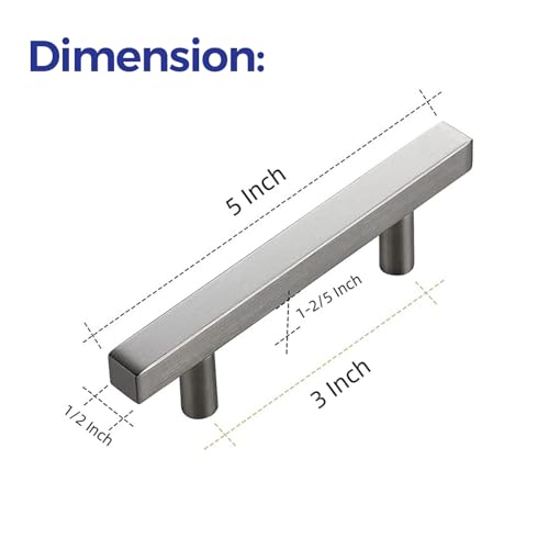 Image of Ravinte 35 Pack 5 inch Square Cabinet Pulls Brushed Nickel Stainless Steel Kitchen Drawer Pulls Cabinet Handles 5 inchLength 3 inch Hole Center