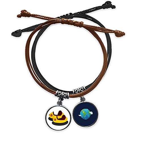 Pulsera de cuero con ilustración de coche de parachoques de parque de atracciones