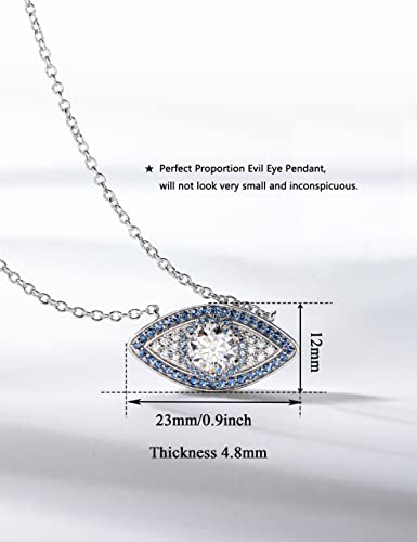 CannyCat Moissanite Evil Eye Pendant Necklace with 1.2 CTTW D color VVS Moissanite & Lab-Created Sapphire - Sterling Silver Chain 16'+2' Lucky Gift for Women2