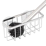 Selbstentleerendes aus rostfreiem Edelstahl mit Saugnapf – Spülbecken-Schwammhalter | Waschbecken-Organizer, für Zuhause, Wohnmobil, Abflussschrank, Ecke im Hotel, Restaurant, Kochen, Camping, P
