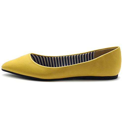 Ollio Women's Ballet Shoe Comfort Basic Light Multi Color Flat M1040 (8 B(M) Us, Yellow) #TOP1
