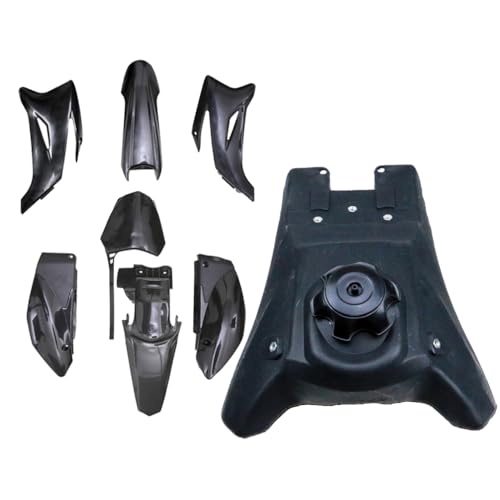 TTR110 Plastics Fender Fairing Body Work Frame Kit + Gas Fuel Tank for TTR110 TTR 110 TTR110E Pit Dirt Bike Motocross Offroad Motorcycle Scooter 4 Stroke (Black)