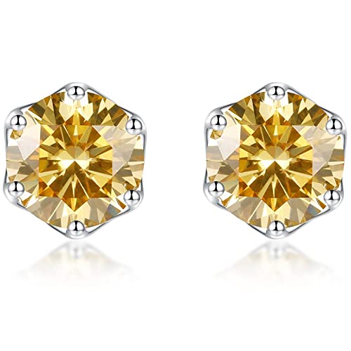 Petites boucles d'oreilles moissanite 0,5ct arc-en-ciel or jaune rose