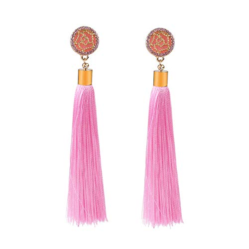 Zealmer Pink Tassel Earrings For Women Bohemian Long Dangle Drop Statement Earrings Fashion Jewelry For Girls Birthday Christmas Valentines Day Gift #TOP16