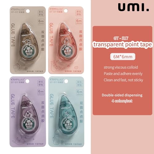 Image of Amazon Brand - Umi 4 Pack Scrapbook Tape,Double Sided Glue Tape Roller Size 6mm x 6mtr each