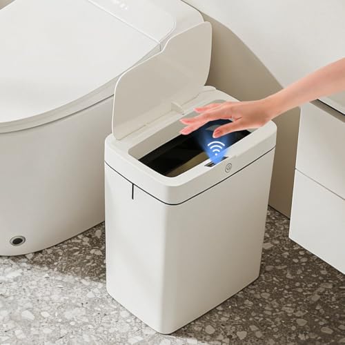 La Mejor Recopilación de Cubos de basura los mejores 5. 49 Cubo De Basura Automático Con Sensor Para Baño, 18L Botes de Basura de Plástico Inteligente Sin Contacto,Estrecho y Con Tapa Para Inodoro, Oficina, Caravana, Dormitorio y Sala...