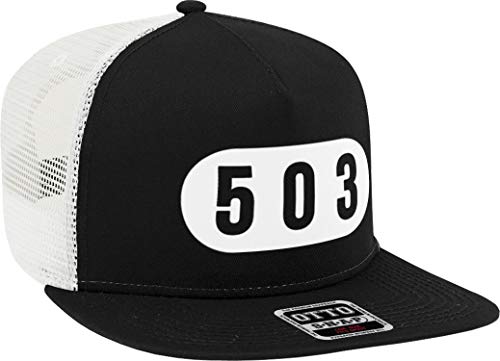 NOFO Clothing Co 503 Portland Snapback Trucker Hat, Black/White
