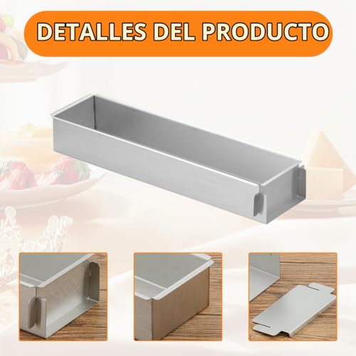 Miniatura 3 de 2 Piezas Molde Tarta Rectangular, Molde Mousse Ajustable Forma De Tiramisú Antiadherente Con Parte Lateral Extraíble, Moldes De Aleación De Aluminio Para Pasteles, Brownie, Pan Y Tiramisú 40cm