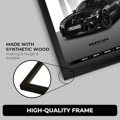 Image of M4 Poster | Framed A4 Sized (31 x 23 cm) | Car Posters for Wall, Gift for Boys | Supercar Frames | Poster M4 Competition Sportscar Frame | Car Posters for Wall, Bedroom, Hostel, Study Room (F 170)