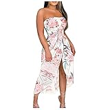 SHENYANGWA Sexy Dresses for Women Off Shoulder Strapless Maxi Dresses Front Slit Elegant Party...
