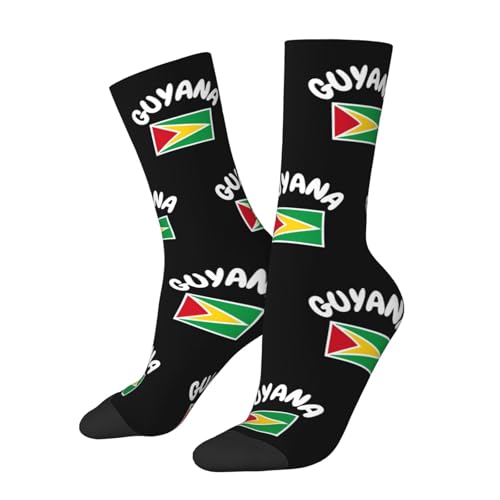 Media Deporte Bandera De Guyana Calcetines Futbol Antideslizantes Crew Socks Transpirables Calcetines Deporte Para Tennis Senderismo Aniversario 40Cm