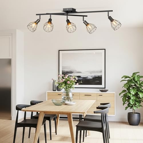 LVWIT Ceiling Lights,Ceiling Spotlights,Industrial 5 Way Kitchen Lights Ceiling,Adjustable E14 Black Ceiling Spot Lights,Indoor Spot Light for Living Room Lights Ceilings(NO Bulbs) - Cosy Home Interiors LVWIT Ceiling Lights,Ceiling Spotlights,Industrial 5 Way Kitchen Lights Ceiling,Adjustable E14 Black Ceiling Spot Lights,Indoor Spot Light for Living Room Lights Ceilings(NO Bulbs) - Image 2