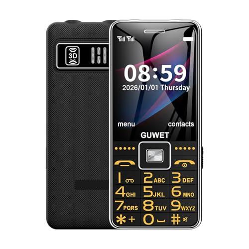 Guwet G600 2G Teléfono Móvil para Personas Mayores, Teclas Grandes, Función SOS, Volumen Alto, Llamada Rápida, Doble SIM Doble Standby, Larga duración de batería, Color Negro