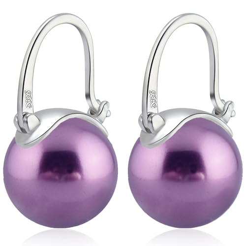 HUGE TOMATO Pendientes colgantes de perlas de bayas congeladas, elegantes pendientes de perlas grandes de 14 mm S925 Broche de plata para mujer Moda