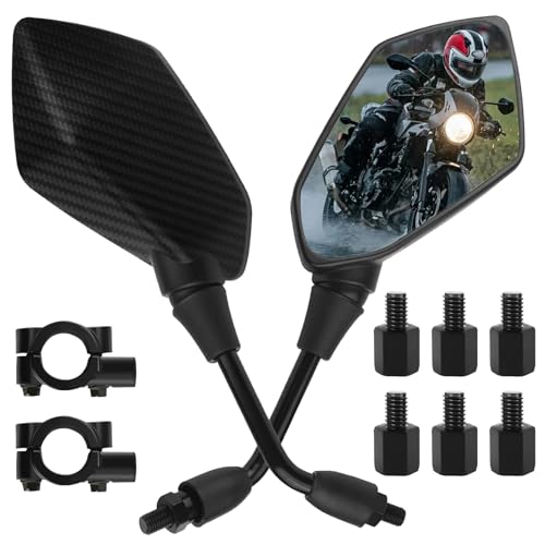 VBGURR 2Pcs Motorcycle Mirrors Universal 360°Adjustable Carbon Fiber...