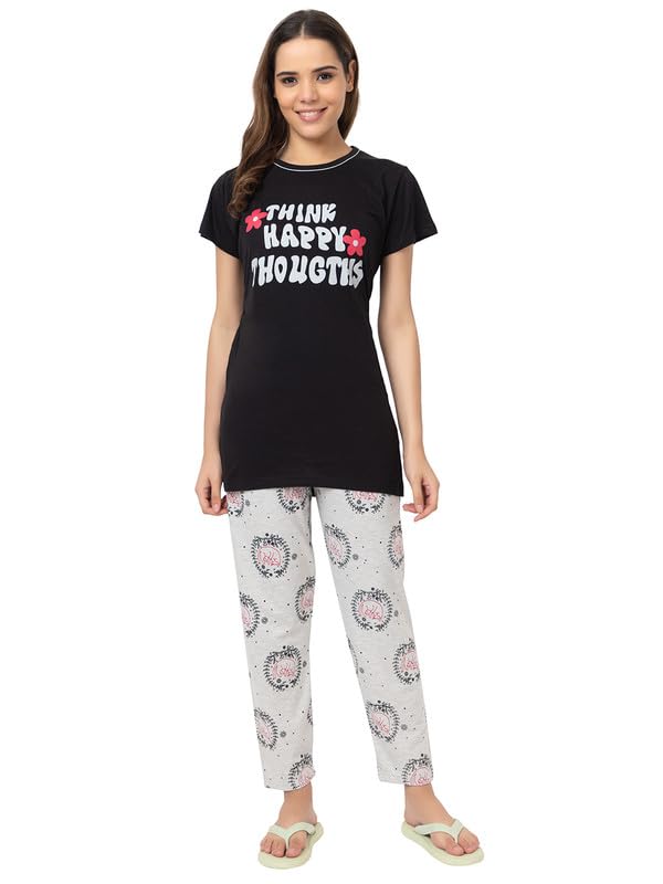 Women Cotton Print Night Suit Top Pajama Set Sleep Wear Set-image-8
