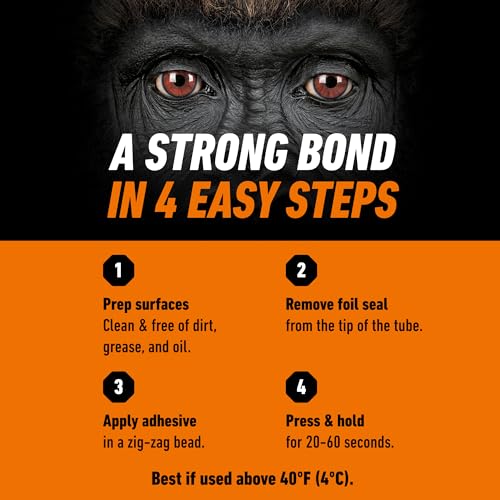 Gorilla Heavy Duty Construction Adhesive, White Glue, 7 Ounce Squeeze Tube (Pack of 2) - Gap Filling and Waterproof - image 7