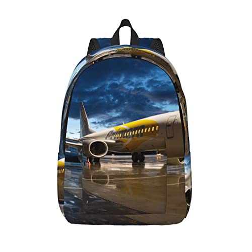 Sac à dos universitaire pour ordinateur portable M motif avion sous la lumière du soir