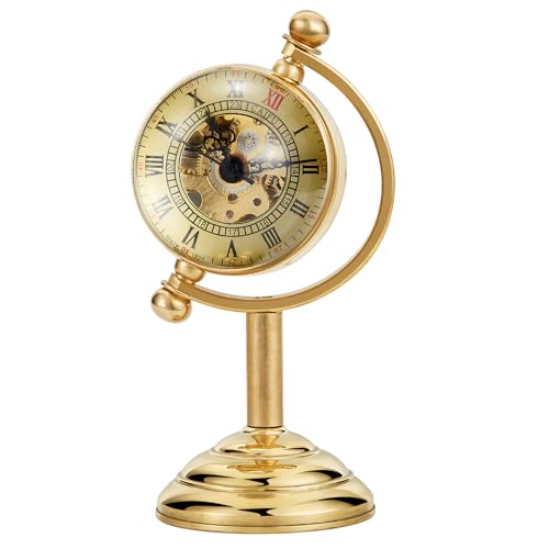 Whodoit Gold Ball Shaped Mechanical Pocket Watch for Men, Transparent Left and Right Flipping Ball Shaped Roman Digital Dial Mechanical Pocket Watch