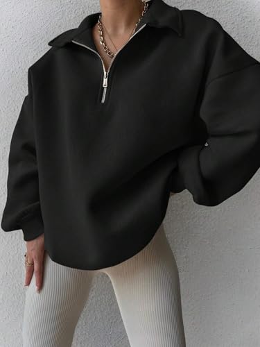 Image of SXV STYLE Half-Zip Pullover Sweatshirt, Oversized Fit