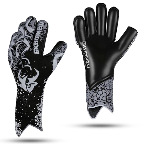 GKHMNEW Soccer Goalkeeper Gloves Kids Youth and Adult Provide Extreme Strong Control and Grip, Breathable and Comfortable Soccer Gloves,High Performance Goalkeeper Glove Equipment (Grey, 10)