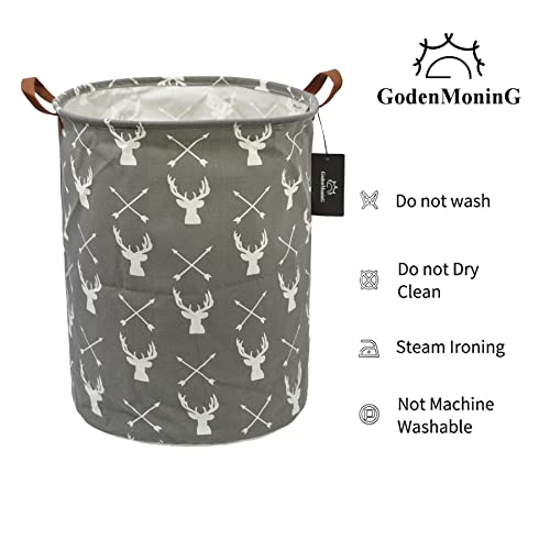 Collapsible Laundry Basket - Godenmoning 62.8L Large Sized Round Waterproof Storage Bin With Handles,Home Decor,Toy Organizer,Children Nursery Hamper. (Deer Leader) #TOP6