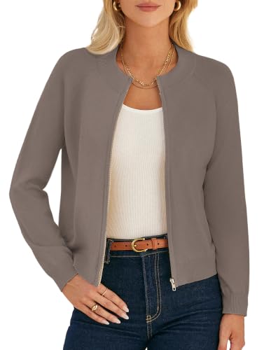 Image of GRACE KARIN Womens Long Sleeve Zip Up Cardigan Sweaters Lightweight Sweater Jacket Knitted Fashion Clothes