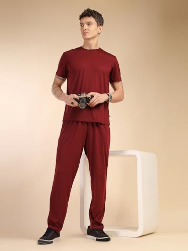 Image of Thomas Scott Men's | Relaxed Fit | Solid | 100% Polyester | Co-Ord Set With Short Sleeve T-Shirt & Trouser
