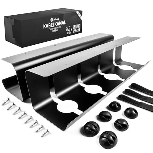 Stilemo 2 Pièces Cable Management Bureau Conduit de Câbles, Set Goulotte Passe Câbles Organisateur, Support Câble Chemins, 43cm x 12cm x 10cm Acier...