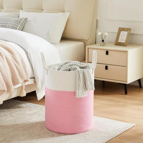 Image of Laundry Basket for Clothes | Toy Storage Basket | Washing Clothes Storage Basket | Cotton Rope Basket | Multi-Purpose Use Large Basket | Dirty Cloth Baskets Jute | 33x33x38 cm