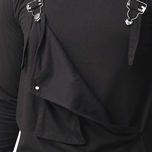 Image of Black Collection Solid Men Dungaree Style Full Sleeve T-Shirt