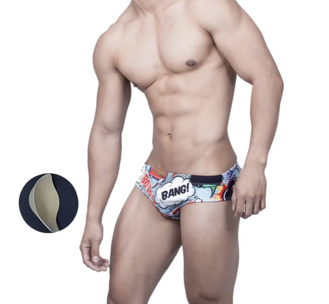 Men's Big Bang Enhancing Low Rise Swim Briefs, Front Removable Pad and Push-Up Cup2