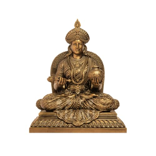 Image of SILAII Goddess Annapoorani Sculpture | 6 Inch Antique Bronze Finish | Annapurna Devi Idol for Home Temple, Pooja Room & Spiritual Decor