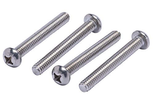 1/4"-20 X 2" Stainless Phillips Round Head Machine Screw, (25pc), Coarse Thread, 18-8 (304) Stainless Steel, by Bolt Dropper