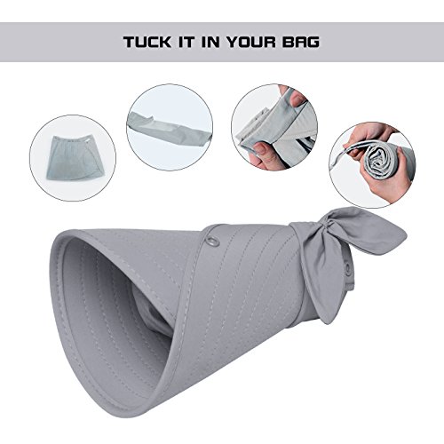 Lenikis 4559C2 Women'S Upf+50 Sun Visor Detachable Flap Hat Foldable Wide Brimmed Uv Protection Hats Grey thumb #5