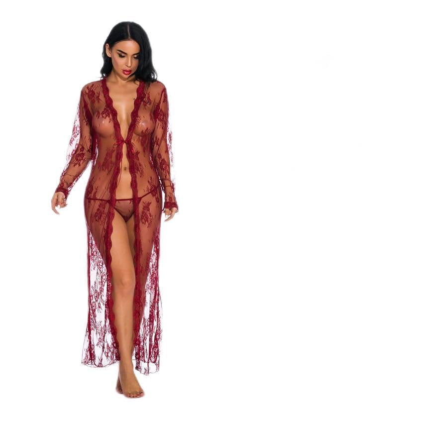 Lingerie érotique en maille extensible : loungewear de Noël à manches longues thermique