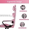 High Back Ergonomic Leather Office Chair - Adjustable Swivel Desk Chair with Lumbar Support and Headrest for Back Pain - Adults & Teens (Pink)