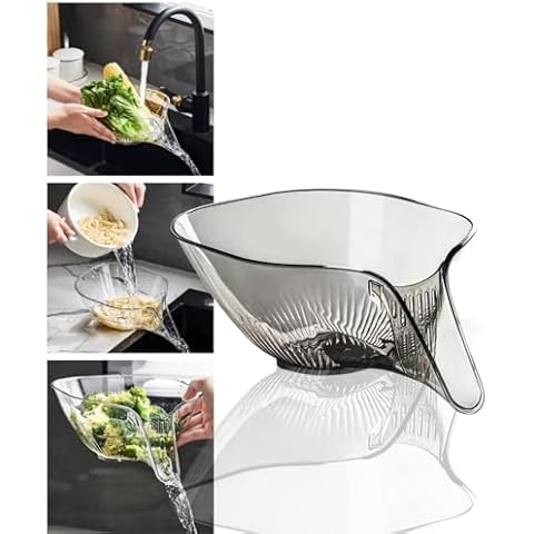 MOTEERLLU Multifunctional Drain Basket with Spout, Kitchen Sink Strainer Drainage Basket Funnel for Food, Kitchen Supplies & Accessories Gadgets for Washing Vegetables & Fruits (Grey) Cover