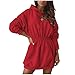 AFFGEQA Robe à capuche pour femme - Manches longues - Sexy - À capuche - Manches longues - Taille épaisse., rouge, XXXL